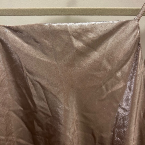 NWT Cult Gaia Leanne Low Back Metallic Satin Slip Dress Cameo - Picture 7 of 11